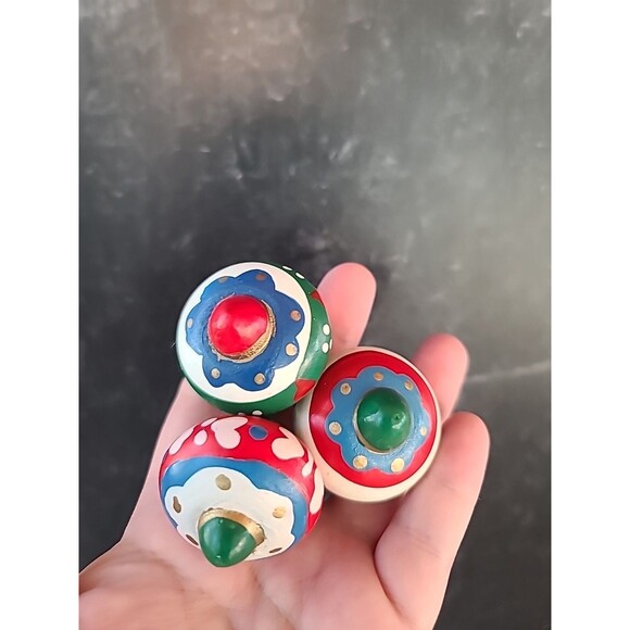 Vintage Christmas Spinning Tops Handpainted Toys USED Read Description - Picture 6 of 10